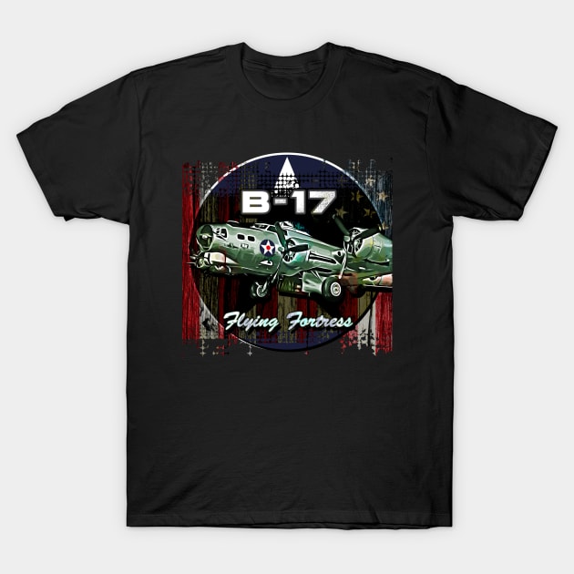 B 17 Flying Fortress T-Shirt by aeroloversclothing